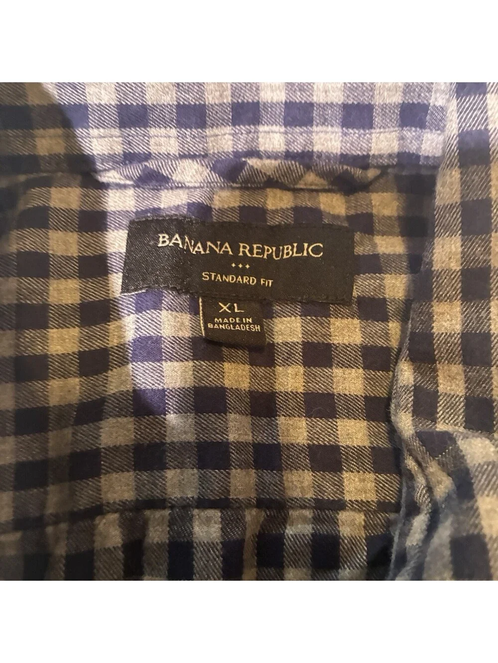 Banana Republic Shirt Men XL Blue Standard Fit Button Gingham Plaid Long Sleeve